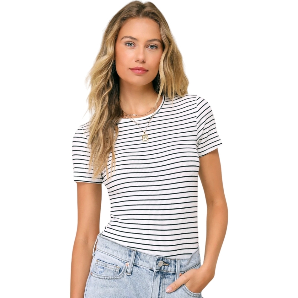 Kinship Striped Ribbed Bodysuit